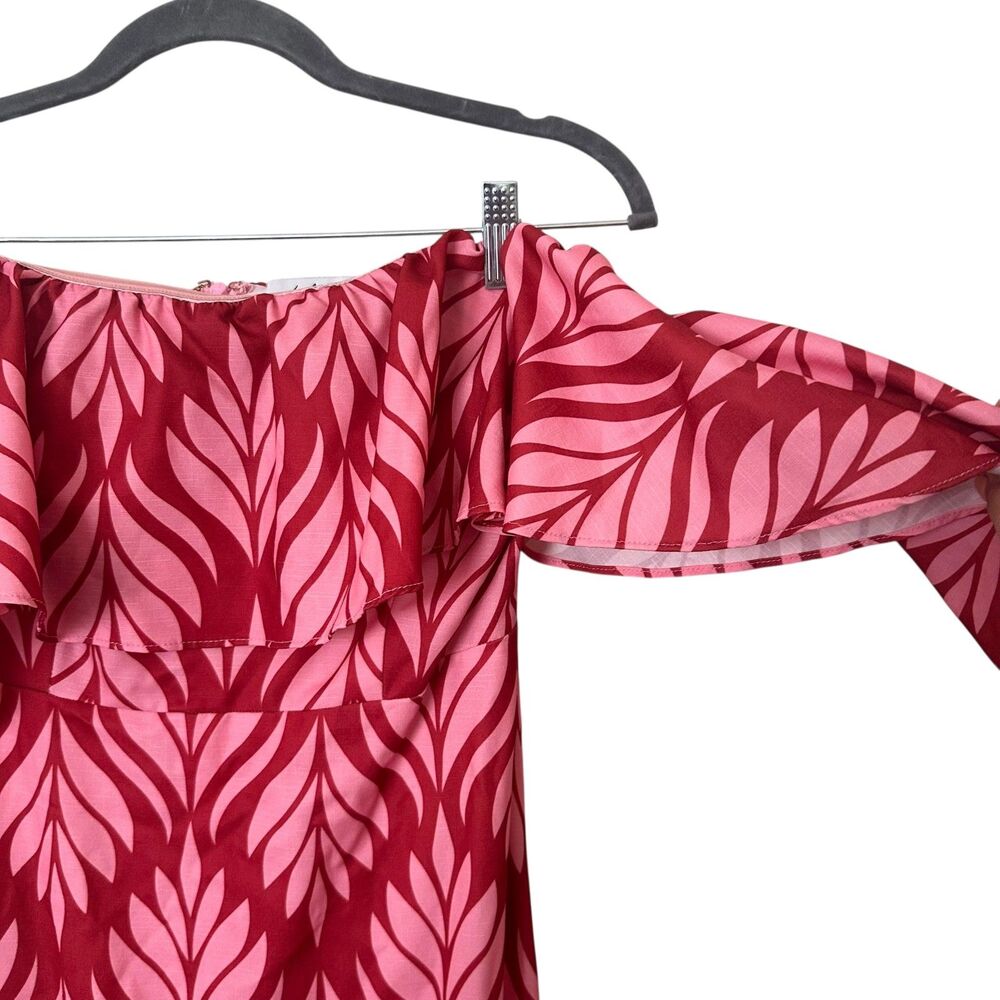 PETAL & PUP Neoma Strapless Patterned Midi Dress Pink Small - Picture 4 of 6